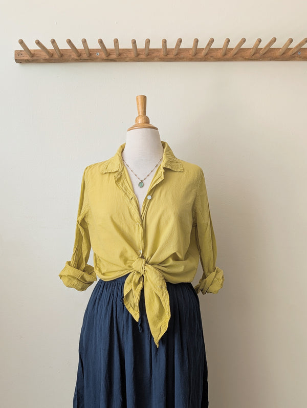 Khadi Cotton Button Down Shirt - Lemongrass