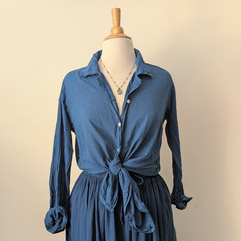 Khadi Cotton Button Down Shirt - Indigo