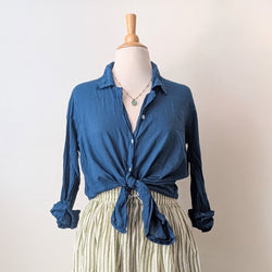 Khadi Cotton Button Down Shirt - Indigo