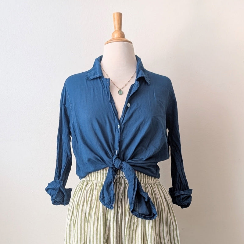 Khadi Cotton Button Down Shirt - Indigo
