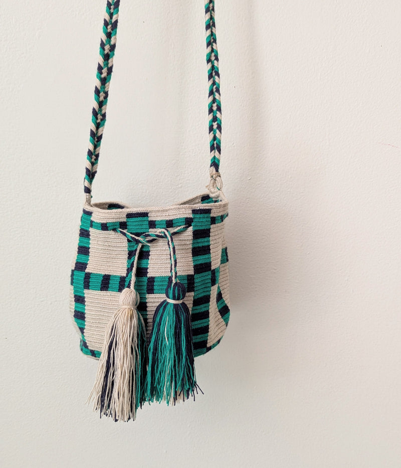 guanabana woven Crossbody bucket purse handmade Colombia drawstring crochet tassel boho sowa shop Boston boutique gift store
