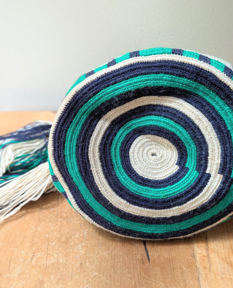 guanabana woven Crossbody bucket purse handmade Colombia drawstring crochet tassel boho sowa shop Boston boutique gift store