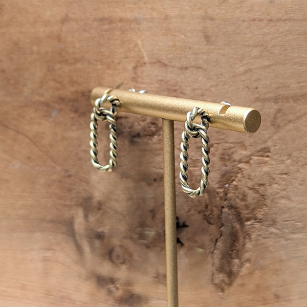 Sandra Bonazoli bronze chain rope Cable dangle earrings handmade New England Boston sowa gift shop boutique store