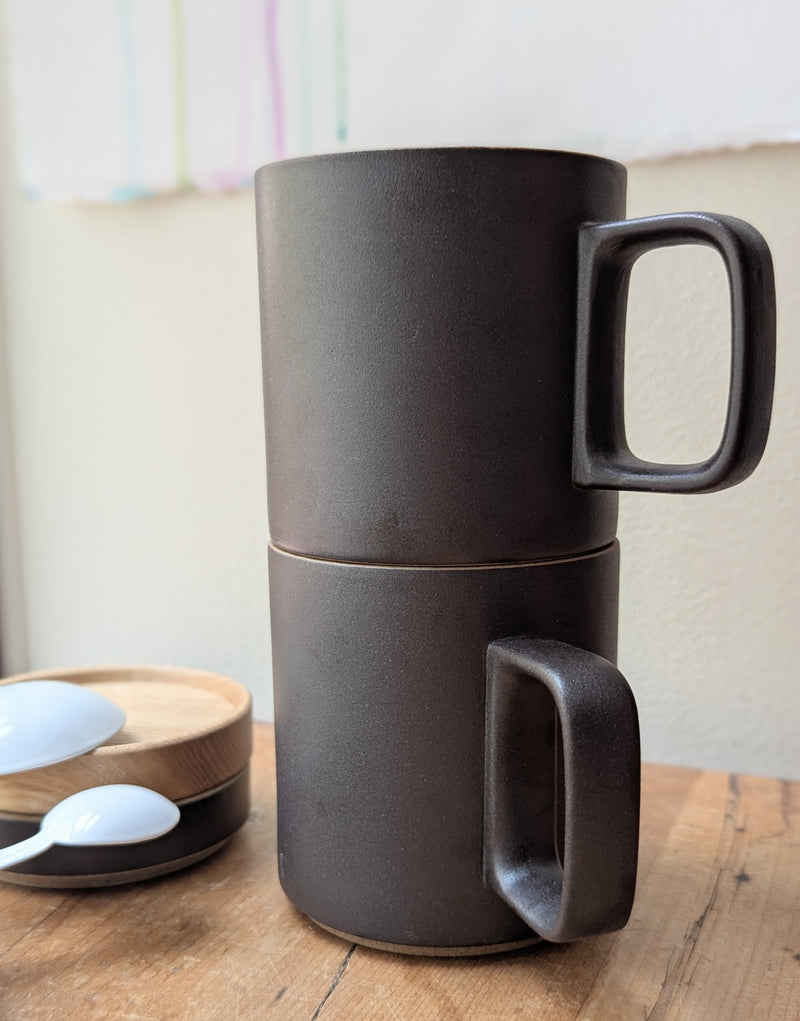 Hasami Porcelain Mugs ceramic matte black finish cup kitchen coffee tea stackable minimalist Japan boston market small business gift shop sowa 