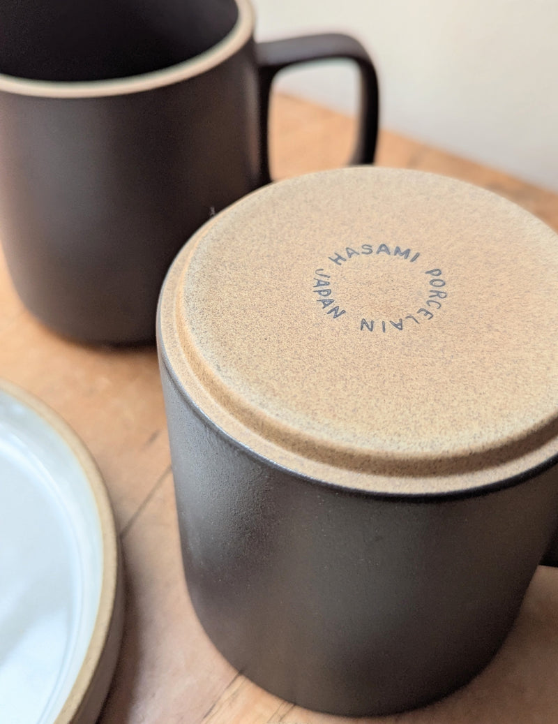 Hasami Porcelain Mugs ceramic matte black finish cup kitchen coffee tea stackable minimalist Japan boston market small business gift shop sowa 