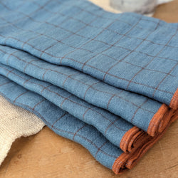 locally made in Massachusetts USA merchant and mill linen napkins set gift shop boston sowa boutique store dinner table gingham checker pattern