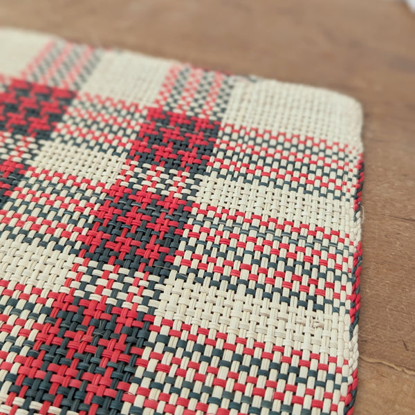 Handwoven Straw Placemats - Set of 2 - Red and Green
