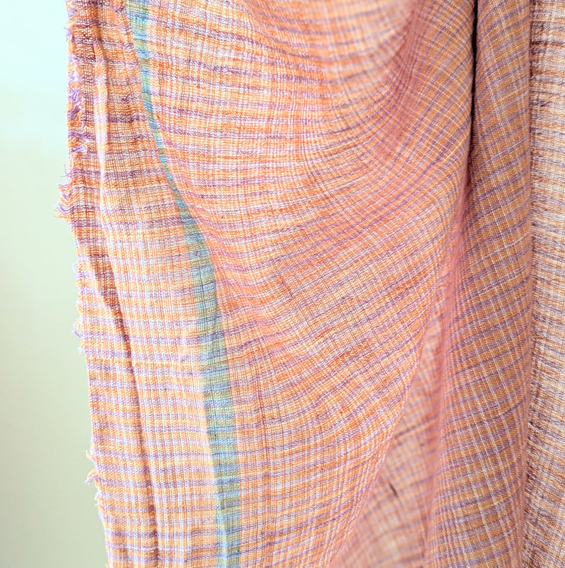 Khadi Lungi Cotton Wrap, Towel or Throw - Orange and Purple
