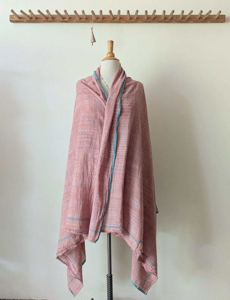 Khadi Lungi Cotton Wrap, Towel or Throw - Orange and Purple