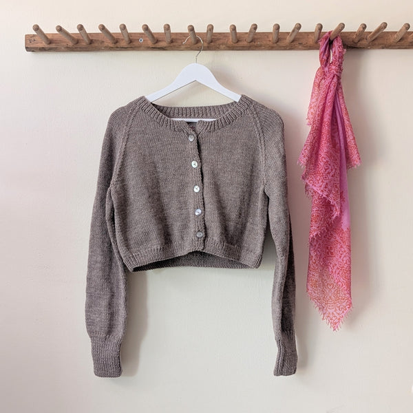 Hand Knit Wool Cardigan Sweater - Camel