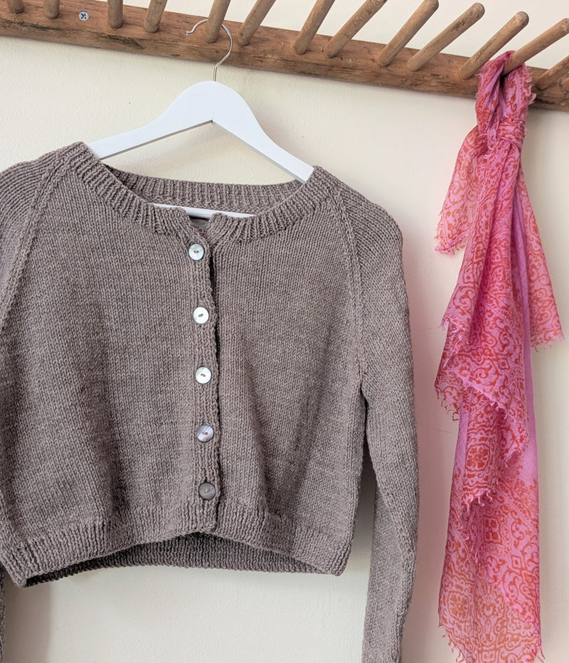 Hand Knit Wool Cardigan Sweater - Camel
