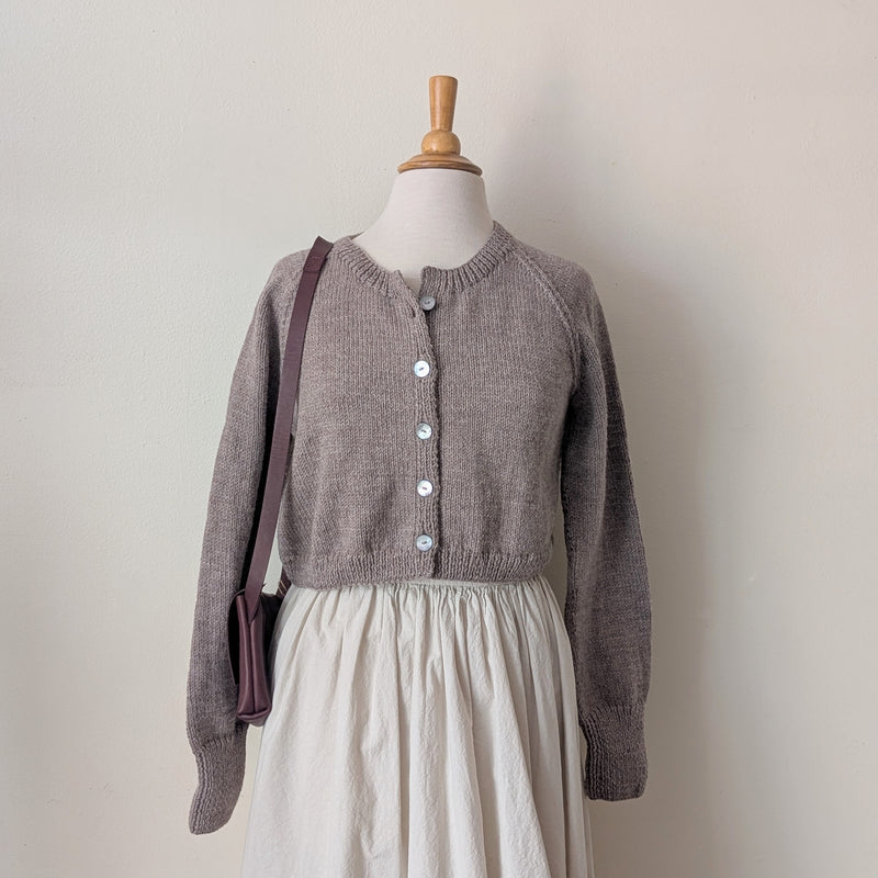 Hand Knit Wool Cardigan Sweater - Camel