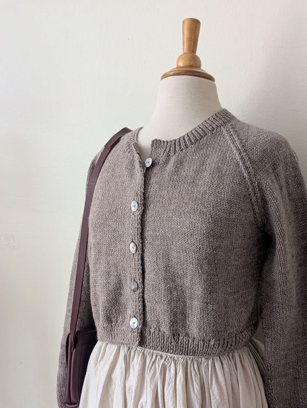 Hand Knit Wool Cardigan Sweater - Camel
