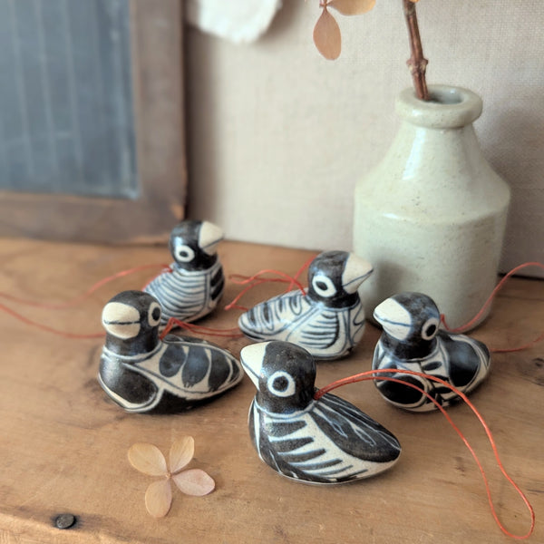 Anna Hepler clar ceramic bird ornaments holiday figurines handmade hand painted New England Boston Massachusetts sowa gift shop store boutique