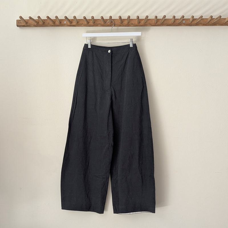 Tailored Twill Wide Leg Pants - Black