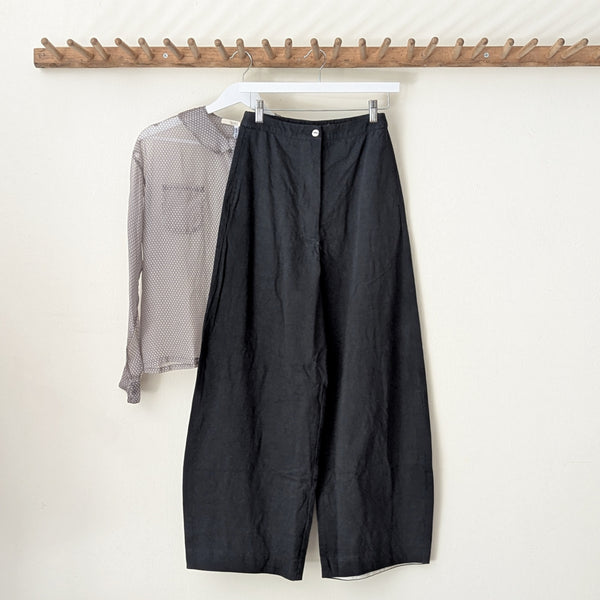 Tailored Twill Wide Leg Pants - Black
