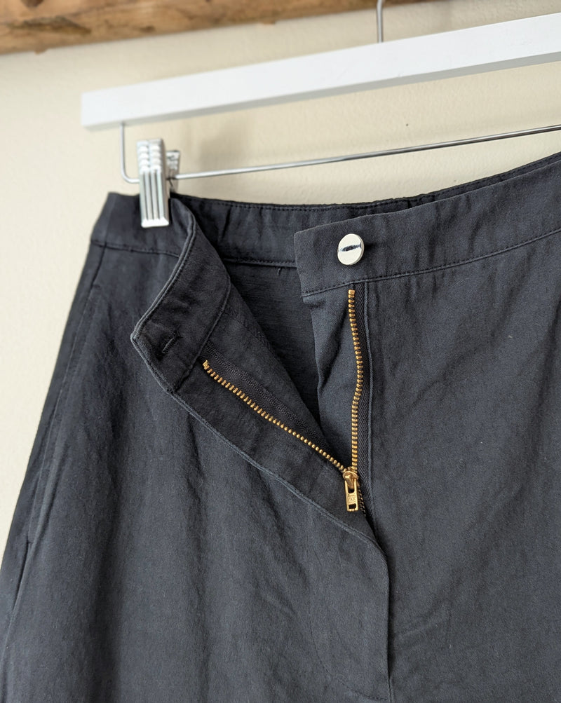 Tailored Twill Wide Leg Pants - Black