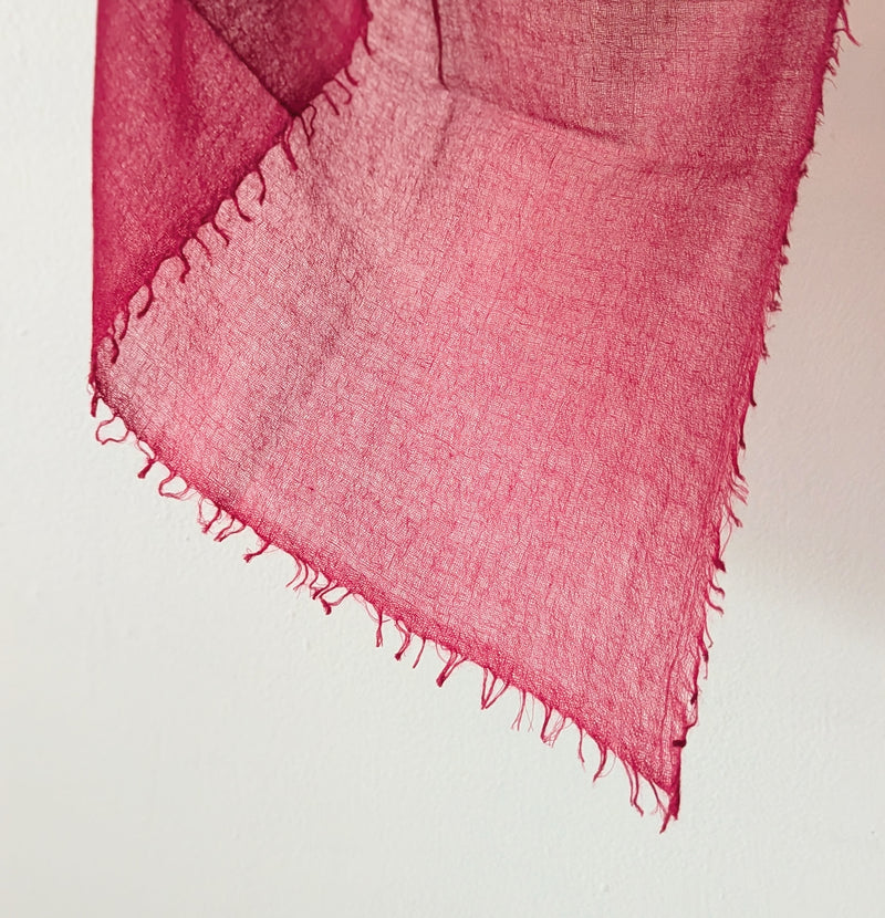 sheer red cashmere scarf																							
