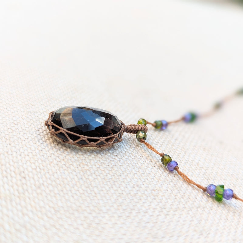 Tibetan macrame necklace bio lemon crystal stone jewelry shop boston sowa gift store 
