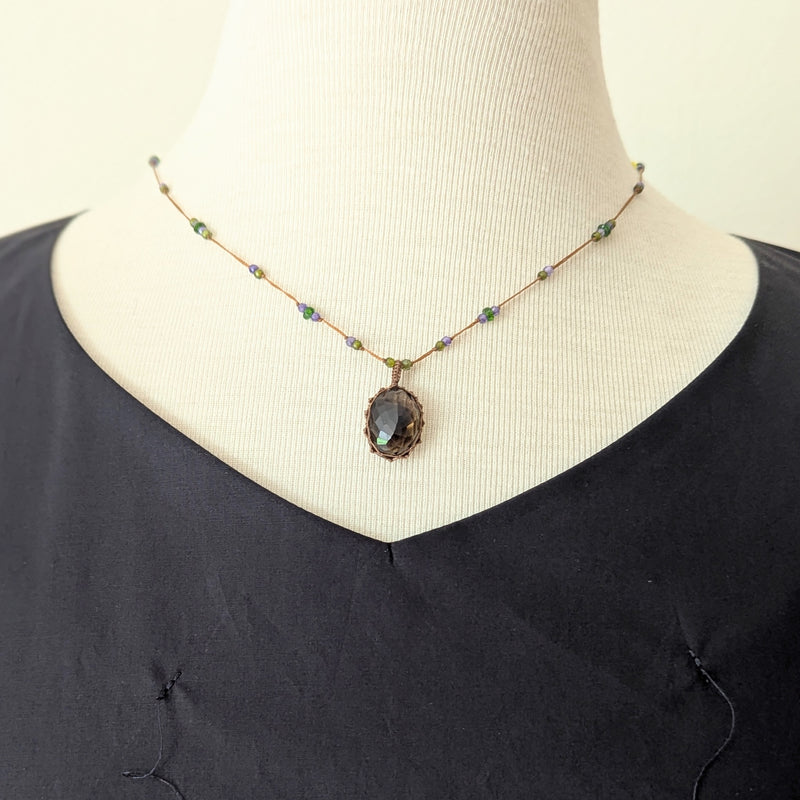Tibetan macrame necklace bio lemon crystal stone jewelry shop boston sowa gift store 