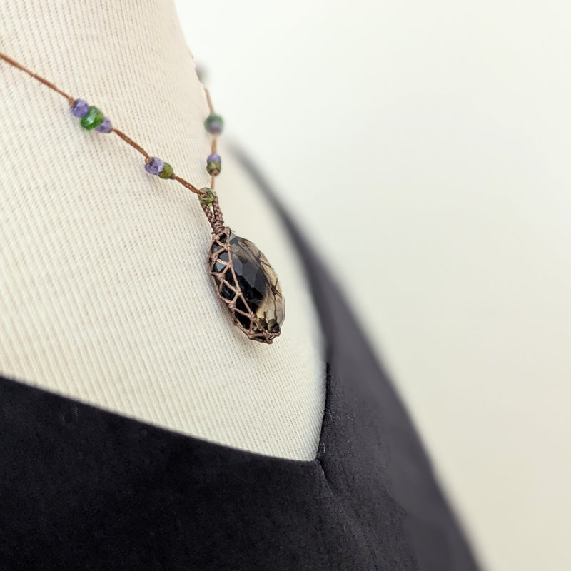Tibetan macrame necklace bio lemon crystal stone jewelry shop boston sowa gift store 
