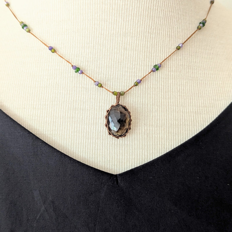 Tibetan macrame necklace bio lemon crystal stone jewelry shop boston sowa gift store 