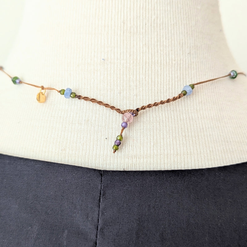 Tibetan macrame necklace smoky quartz crystal stone jewelry shop boston sowa gift store 