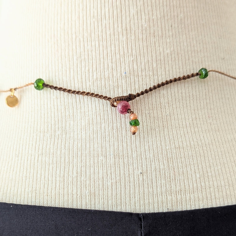 Tibetan macrame necklace green fluorite crystal stone jewelry shop boston sowa gift store 