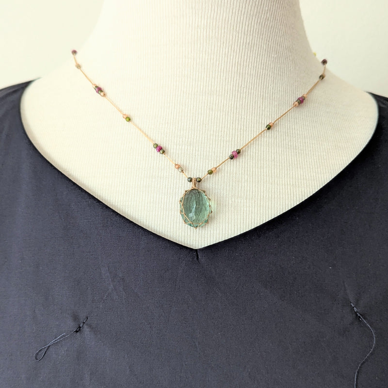 Tibetan macrame necklace green fluorite crystal stone jewelry shop boston sowa gift store 