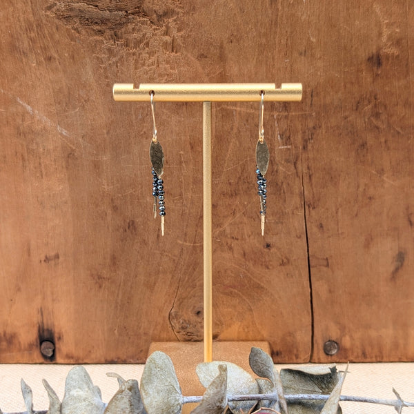Black Onyx and Gold Bead Earrings