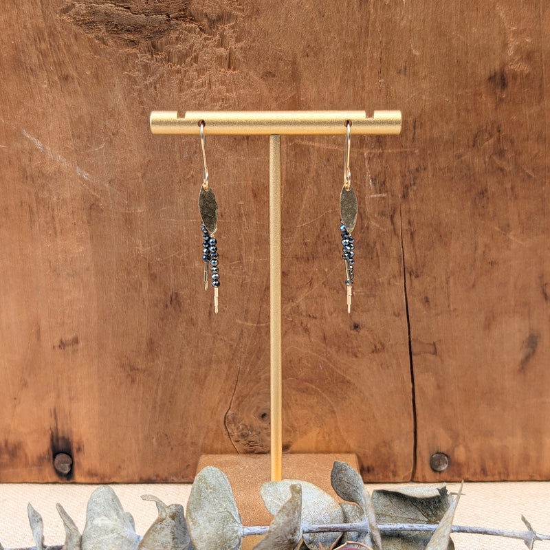 Black Onyx and Gold Bead Earrings