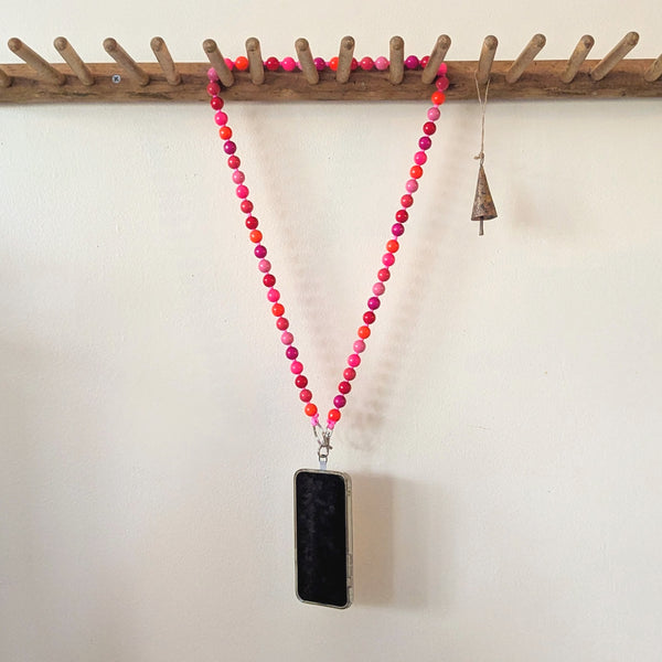 Phone Chain Necklace Big Beads - Pink Mix