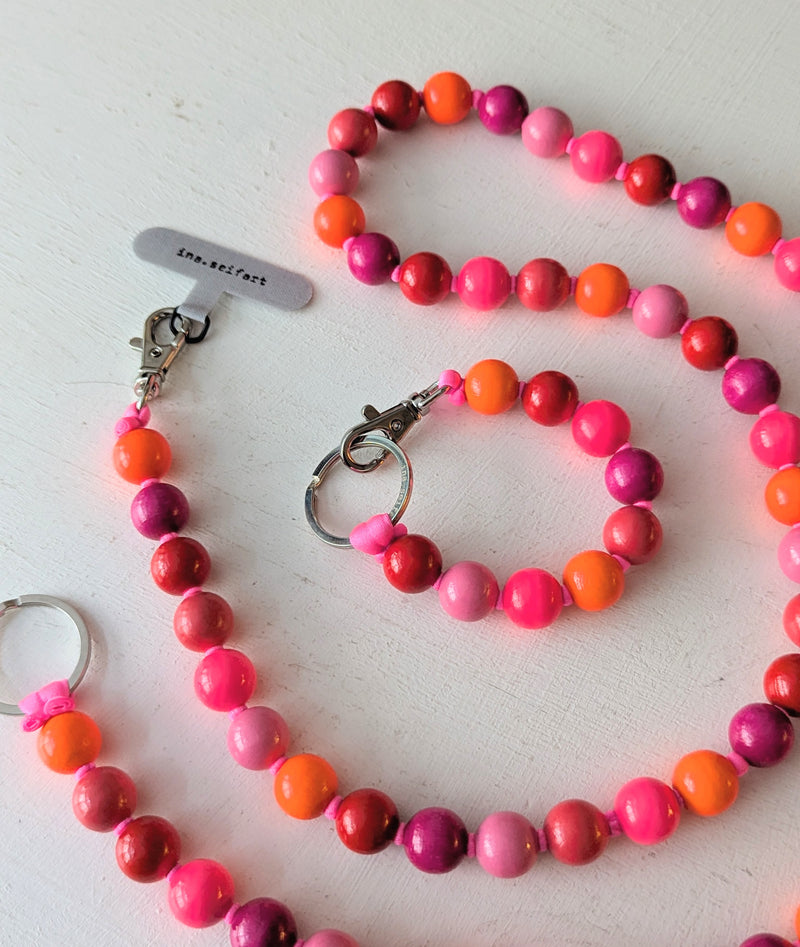 Phone Chain Necklace Big Beads - Pink Mix