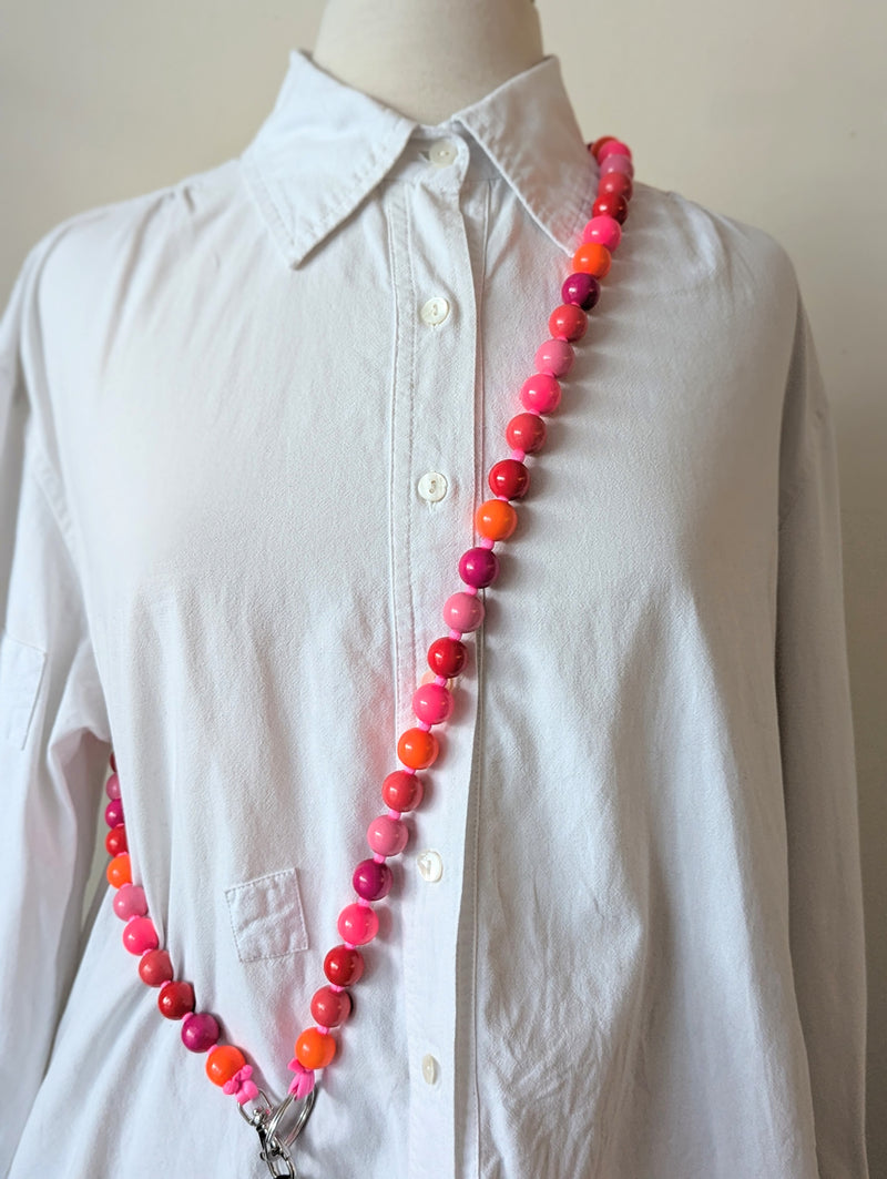 Phone Chain Necklace Big Beads - Pink Mix