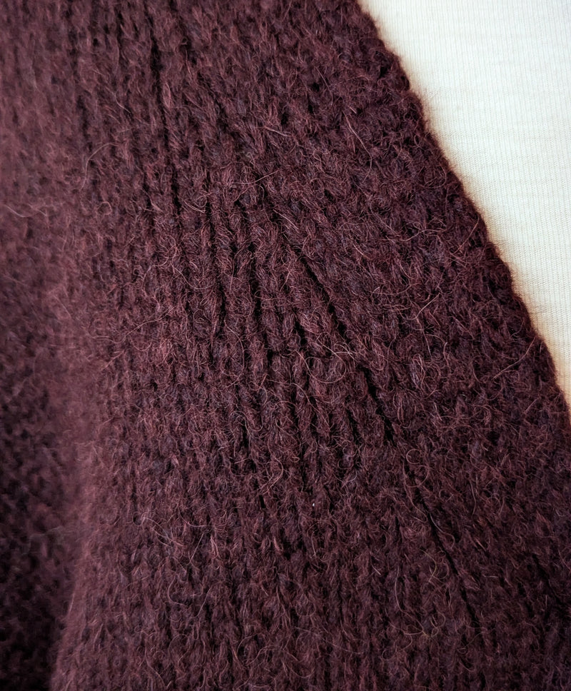 Knit V-Neck Cardigan - Bordeaux