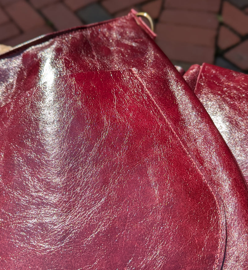 Stitch and Tickle Luna Bag in Wine in sunlight