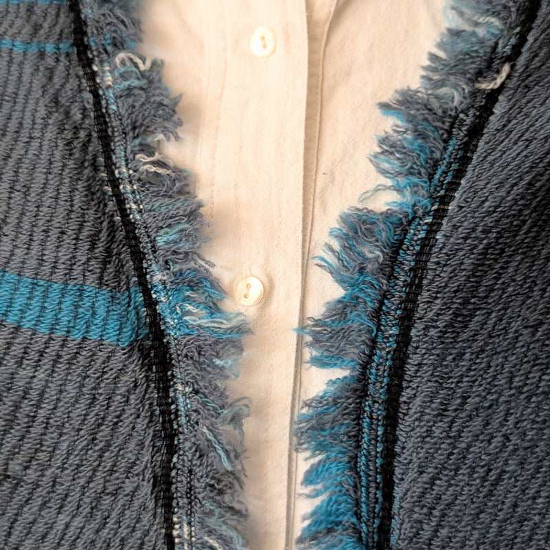 Japanese Extra Soft Woven Wool Cotton Scarf - Medium - Teal, Grey, and Black