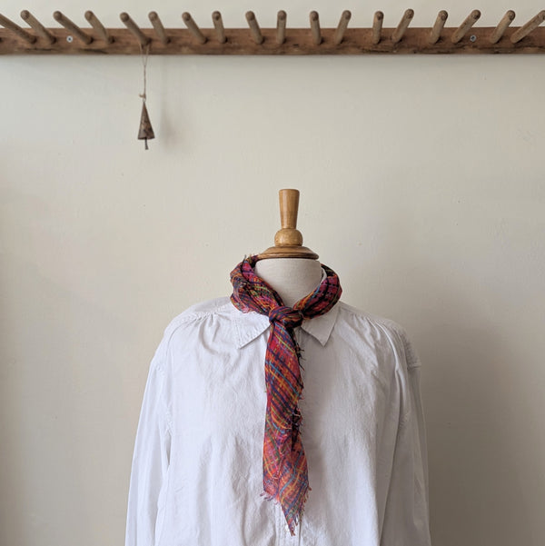 Cashmere Whisper Hatch Neckerchief -Red Rainbow Criss Cross