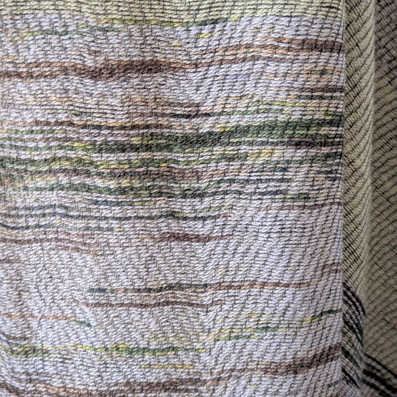 Close-up of textured fabric with multicolor pattern