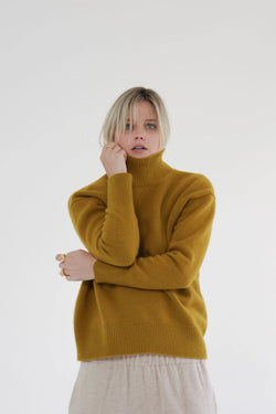 Wool Turtleneck Sweater - Mustard