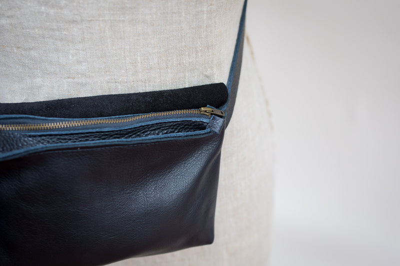 Stitch and Tickle handmade leather mini messenger bag made in Boston made in usa leatherwork leathercraft SoWa shop 
