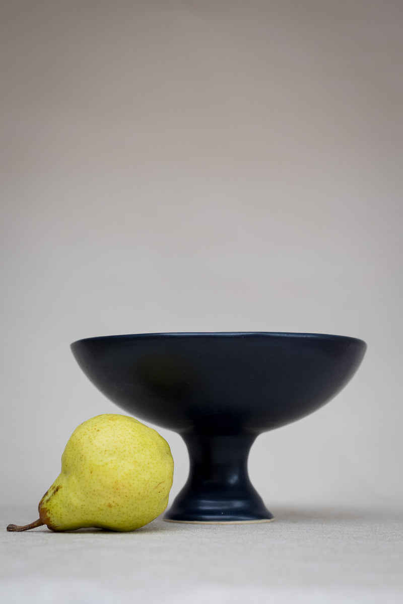 Small Pedestal Dish  - Matte Black