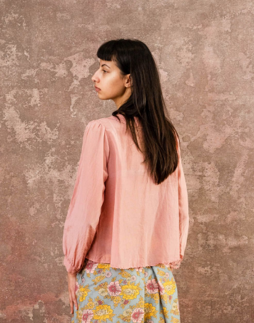 Sweet Silk Cotton Satin Blouse - Dark Spruce