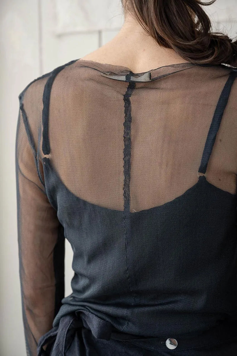 Slash Neck Mesh Long Sleeve sula boston boutique gift shop small business sowa 
