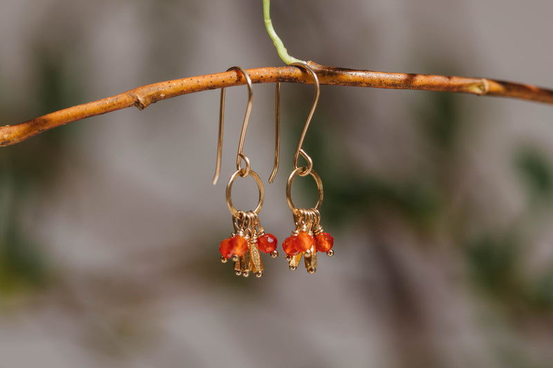 Carnelian and Gold Vermeil Beaded Earrings