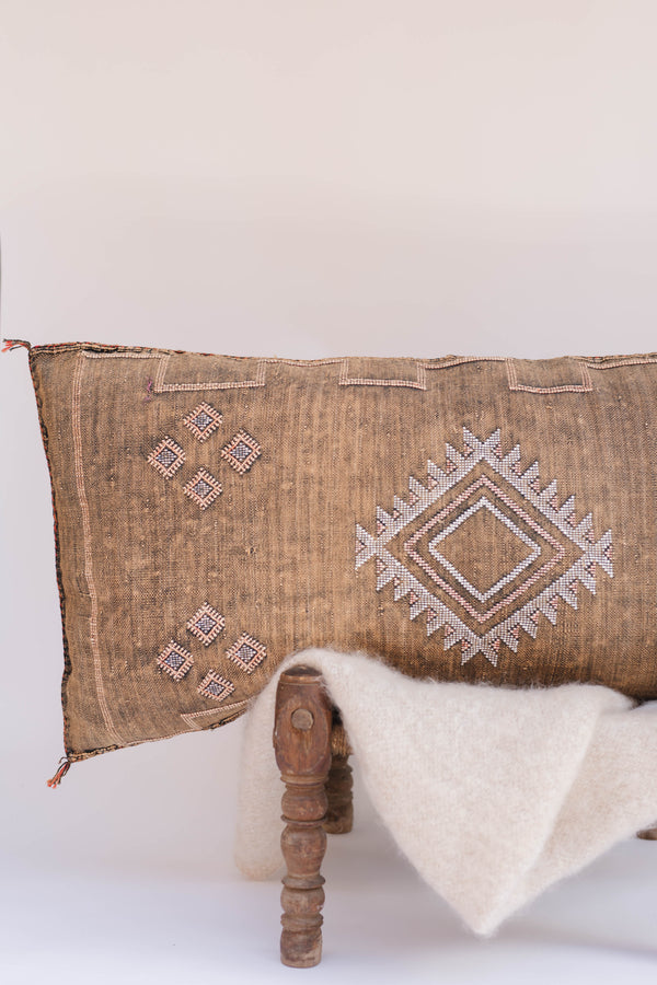 Vintage Saharan Sabra Silk Pillow - Large Rectangle (Earth)