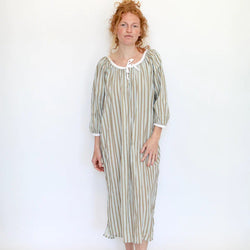 Stripe Nightgown - Light Blue and Brown