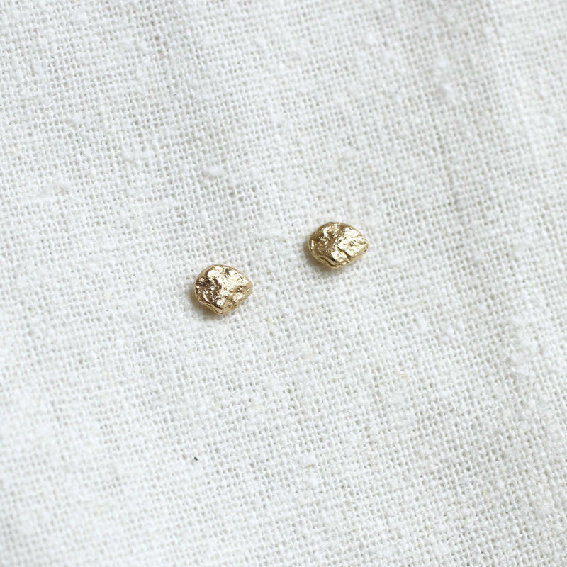 Thicket jewelry Gold Ocean Pebble Stud earrings 14k recycled gold handmade in Portland Maine New England shop Boston sowa gift store boutique