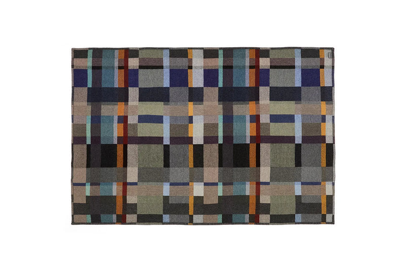 Rectangular blanket with a geometric pattern on a white background