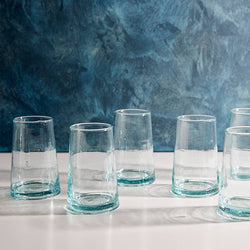 Hand-blown handmade clear glassware drinkware table glasses dining kitchen set Moroccan Boston sowa boutique gift shop store